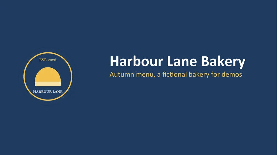 A page of harbour-lane-price-list.ppt, showing the Harbour Lane Bakery price list